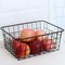 Aeggplant Kitchen Wire Baskets Farmhouse Decor Metal Food Storage Organizer, Household Refrigerator Bin with Built-in Handles for Cabinets,Pantry Set of 2 Black